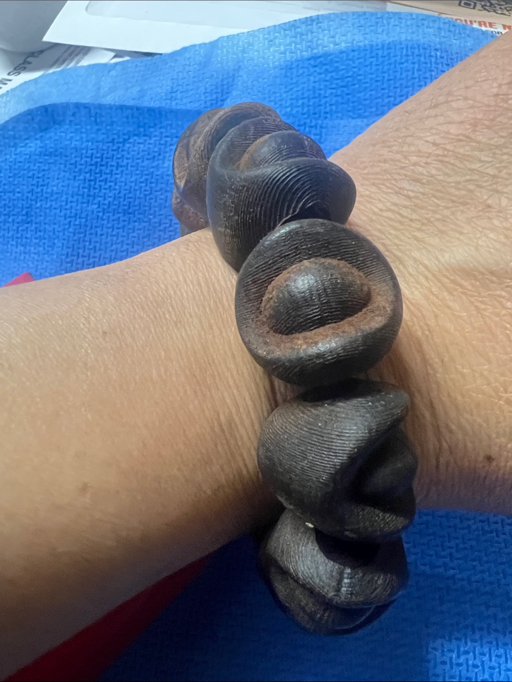 Handcrafted Dark Brown Wood Bead Bracelet - Men's Accessory